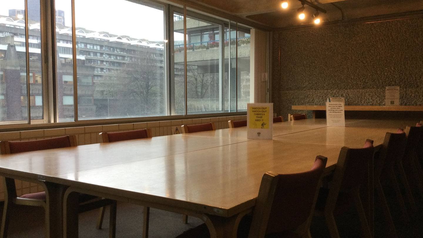 Empty boardroom with a long table